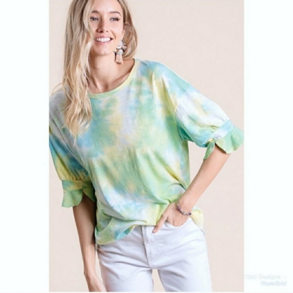 Tie Dye Balloon Sleeve Top - Picture 3 of 4